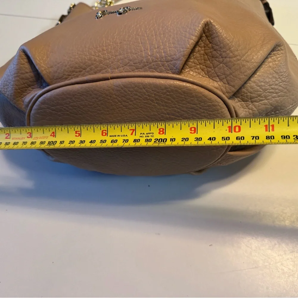 Jessica Simpson Elegant Modern Tan Taupe Shoulder Bag Purse Chain Handle CLEAN